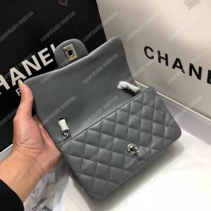 Chanel Mini Flap Bag Dark Grey - Image 4