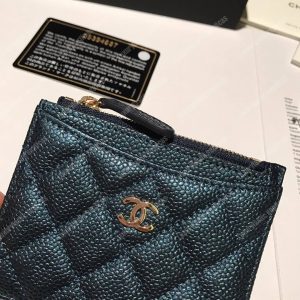 Chanel Classic Card Holder Iridescent Turquoise - Image 4