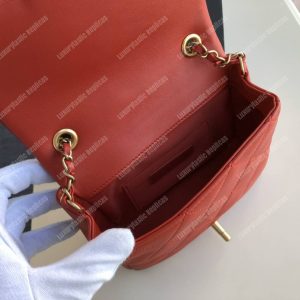 Chanel Small Flap Bag Lambskin Red - Image 8