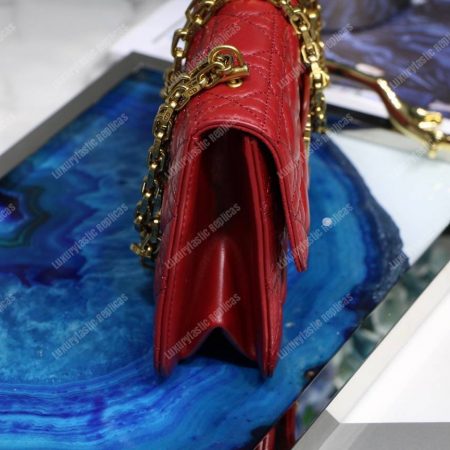 Dior Lambskin DiorAddict Flap Bag Burgundy - Image 3