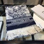 CD Toile de Jouy Stole Blue Cashmere & Wool