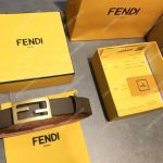 Fendi Brown Leather Baguette Belt