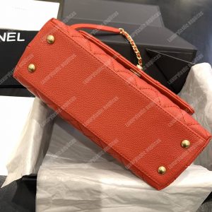 Chanel Flap Bag With Top Handle Orange - Image 5