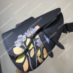 Dior Saddle Bag Navy Blue Grained Calfskin And Alex Foxton Floral