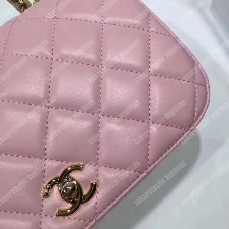 Chanel Medium Flap Bag With Top Handle Pink - Image 6