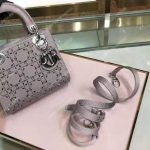 Mini Lady Dior Satin Bag Gray