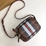Burberry Monogram Stripe E-Canvas Camera Bag Bridle Brown