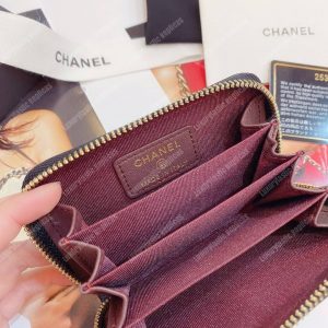 Classic Zipped Card Holder Gold Toned Lambskin Black - Image 8