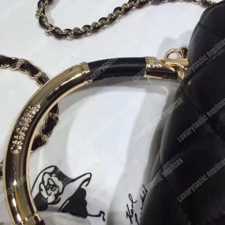 Chanel Small Flap Bag With Top Handle Black - Image 5