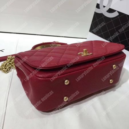 Chanel Small Flap Bag With Top Handle Red - Image 6
