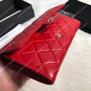 Chanel Classic Long Flap Wallet Lambskin Leather Red - Image 3