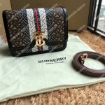 Burberry Small Monogram Stripe E-Canvas TB Bag Bridle Brown