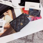 Chanel Classic Zipper Coin Purse Gold Tone Black