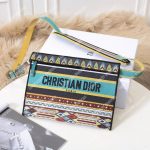 Dior Multicolored Embroidered Canvas Clutch