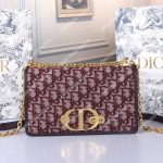 Dior 30 Montaigne Bag In Burgundy Oblique Canvas