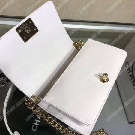 Chanel Small Boy Handbag White - Image 4