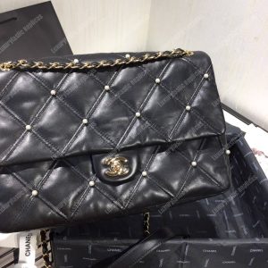 Chanel Flap Bag Iimitation Pearls Black - Image 4