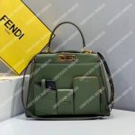 Fendi Peekaboo Iconic Medium Green Leather Bag