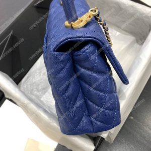 Chanel Flap Bag With Top Handle Caviar Leather Blue - Image 4