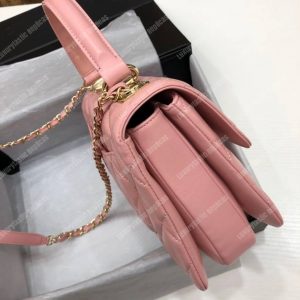 Chanel Small Flap Bag With Top Handle Pink-Gold - Image 6