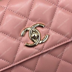 Chanel Small Flap Bag With Top Handle Pink-Gold - Image 7