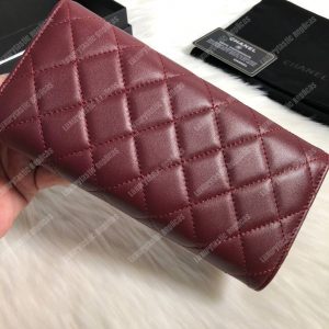 Chanel Classic Long Flap Wallet Lambskin Leather Burgundy - Image 4