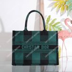 Mini Dior Book Tote In Green & Black Embroidered Canvas
