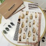 Burberry Oyster, Black Monogram and Mariner Print Silk Scarf Archive Beige