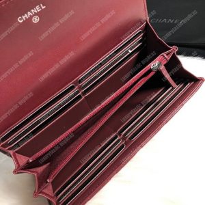 Chanel Classic Long Flap Wallet Lambskin Leather Burgundy - Image 8