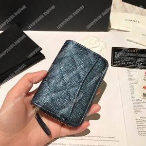 Chanel Classic Zipped Coin Purse Iridescent Turquoise - Image 3