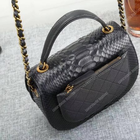 Chanel Medium Flap Bag With Top Handle Black - Image 7