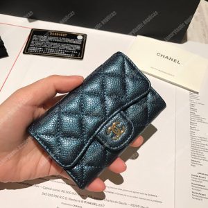 Chanel Classic Card Holder Grained Calfskin Iridescent Turquoise - Image 3