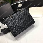 Chanel Large Shopping Tote Silver Tone Black