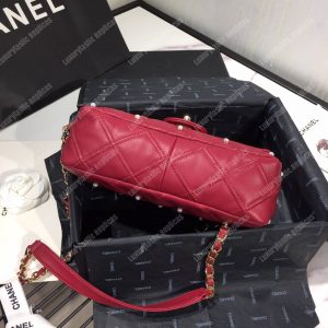 Chanel Flap Bag Iimitation Pearls Red - Image 6