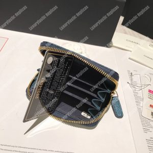 Chanel Classic Zipped Coin Purse Iridescent Turquoise - Image 8