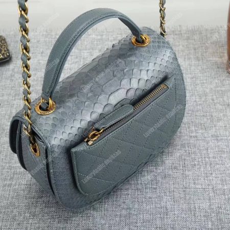 Chanel Medium Flap Bag With Top Handle Grey - Image 3
