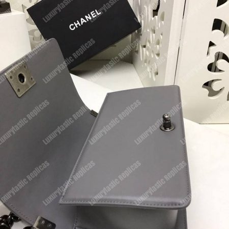Chanel Boy Handbag Grey - Image 4