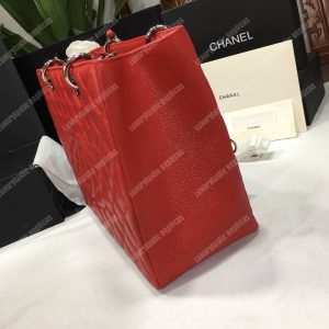 Chanel Large Shopping Tote Silver Tone Red - Image 5