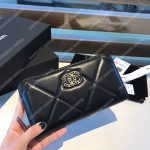 Chanel 19 Long Zipped Wallet Sky Black