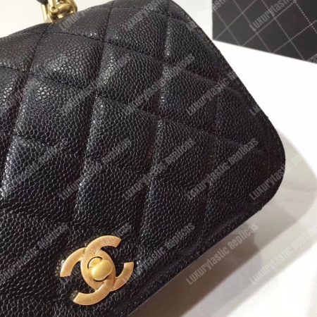 Chanel Small Flap Bag With Top Handle Black - Image 7