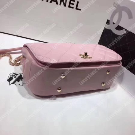 Chanel Medium Flap Bag With Top Handle Pink - Image 5
