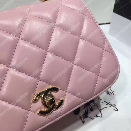 Chanel Small Flap Bag With Top Handle Pink - Image 6