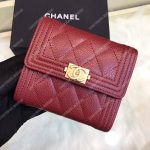 Chanel Boy Small Flap Wallet Burgundy