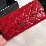 Chanel Classic Long Flap Wallet Lambskin Leather Red