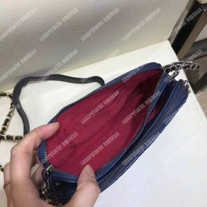 Chanel Clutch With Chain Blue And Black - Image 3