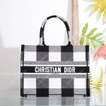 Mini Dior Book Tote In Off-White & Black Embroidered Canvas