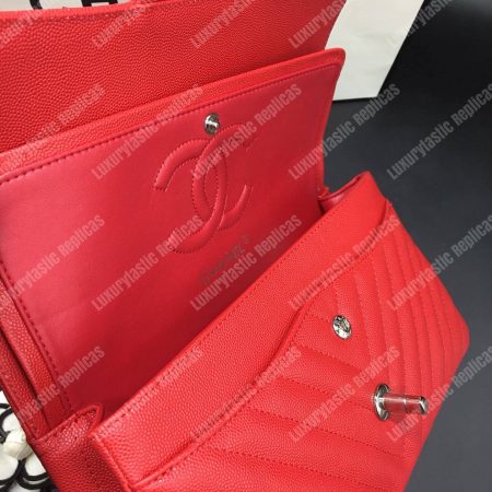Chanel Classic Medium Handbag Red - Image 4