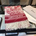 CD Toile de Jouy Stole Red Cashmere & Wool
