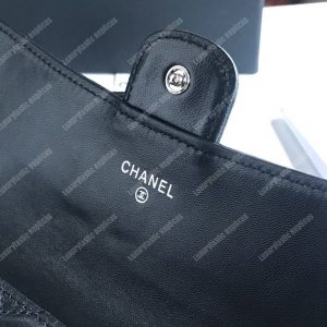 Chanel Classic Long Flap Wallet Chevron Lambskin Black - Image 9