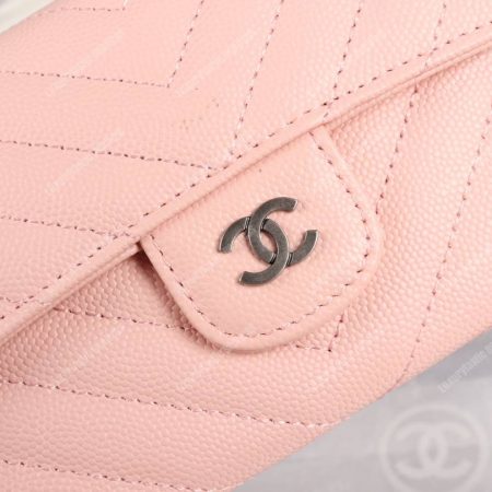 Chanel Classic Long Flap Wallet Chevron Caviar Pink - Image 3